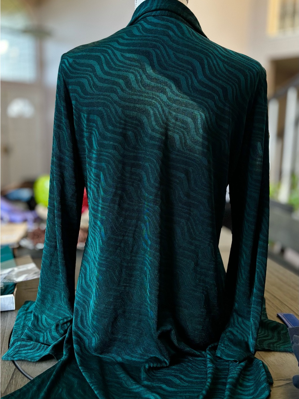 Rabbit Rabbit Rabbit Teal Wave Button-Front Blazer - Picture 2 of 5